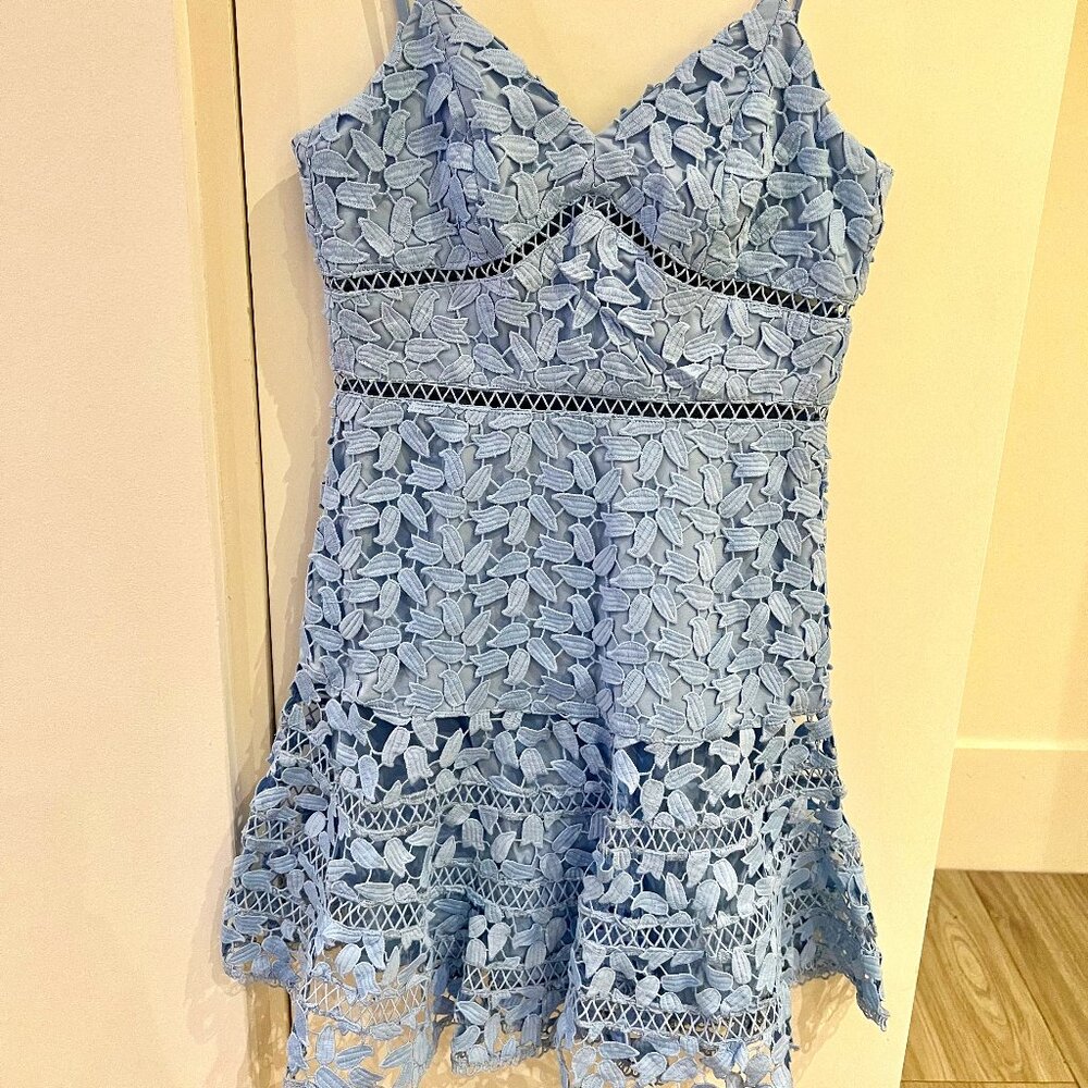 Bardot Agnes Lace Tiered Dress Dusty Blue Sz 4 - Women | Color: Blue | Size: XS